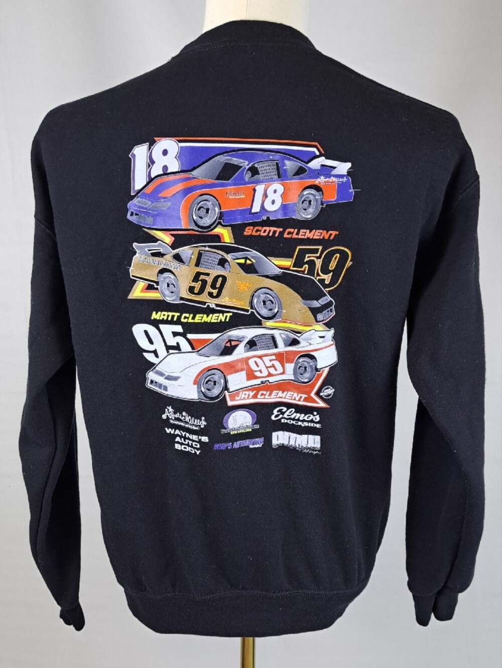Gildan Heavy Blend Black Stock Car Racing Graphic Crewneck Sweatshirt Unisex M